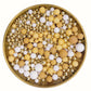Edible Light Brown & Yellow & White & Gold Sugar Pearls Sprinkles Candy Mix Size Pearls Cake Decorations Cupcake Toppers Decorat