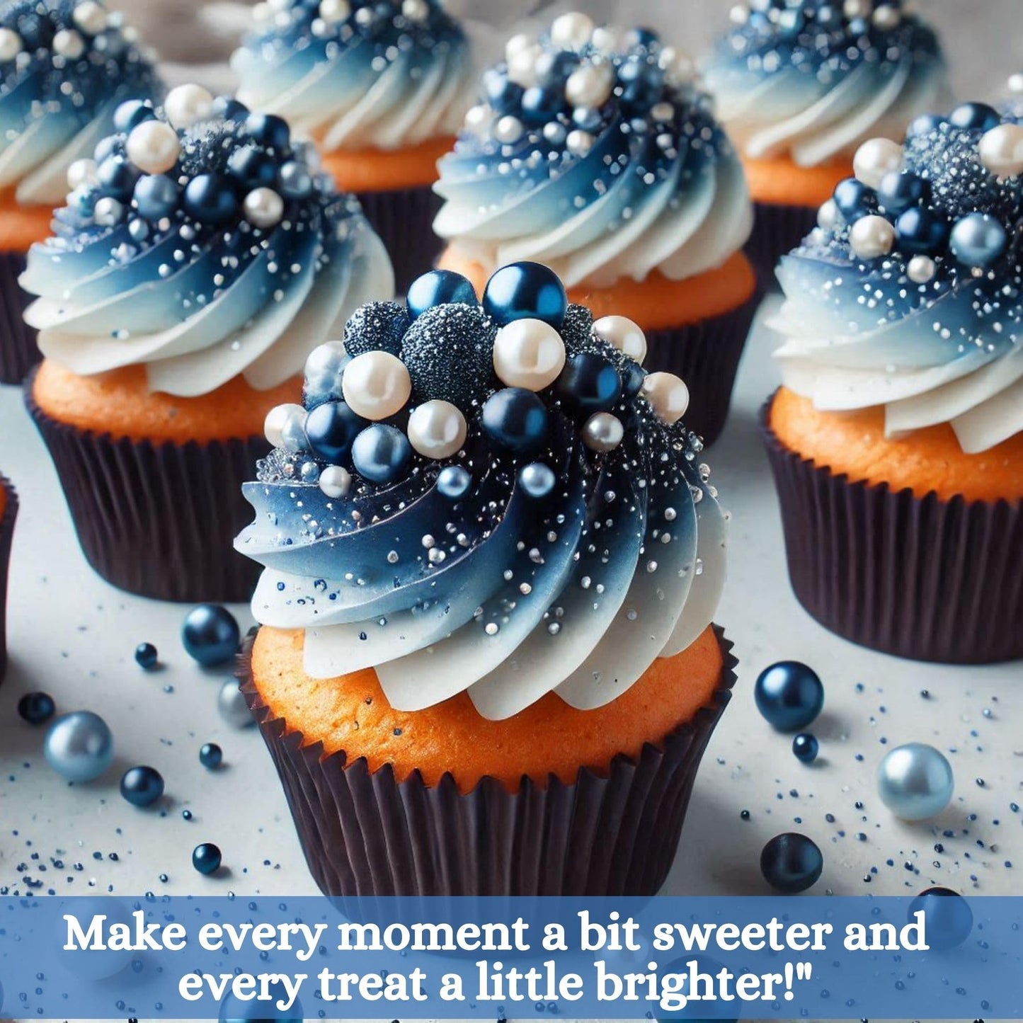 Confect Edible Christmas Sprinkles - Navy Blue Pearl & Vermicelli Mix For Frozen-Themed Cake, Cupcake, Cookie & Holiday Baking D