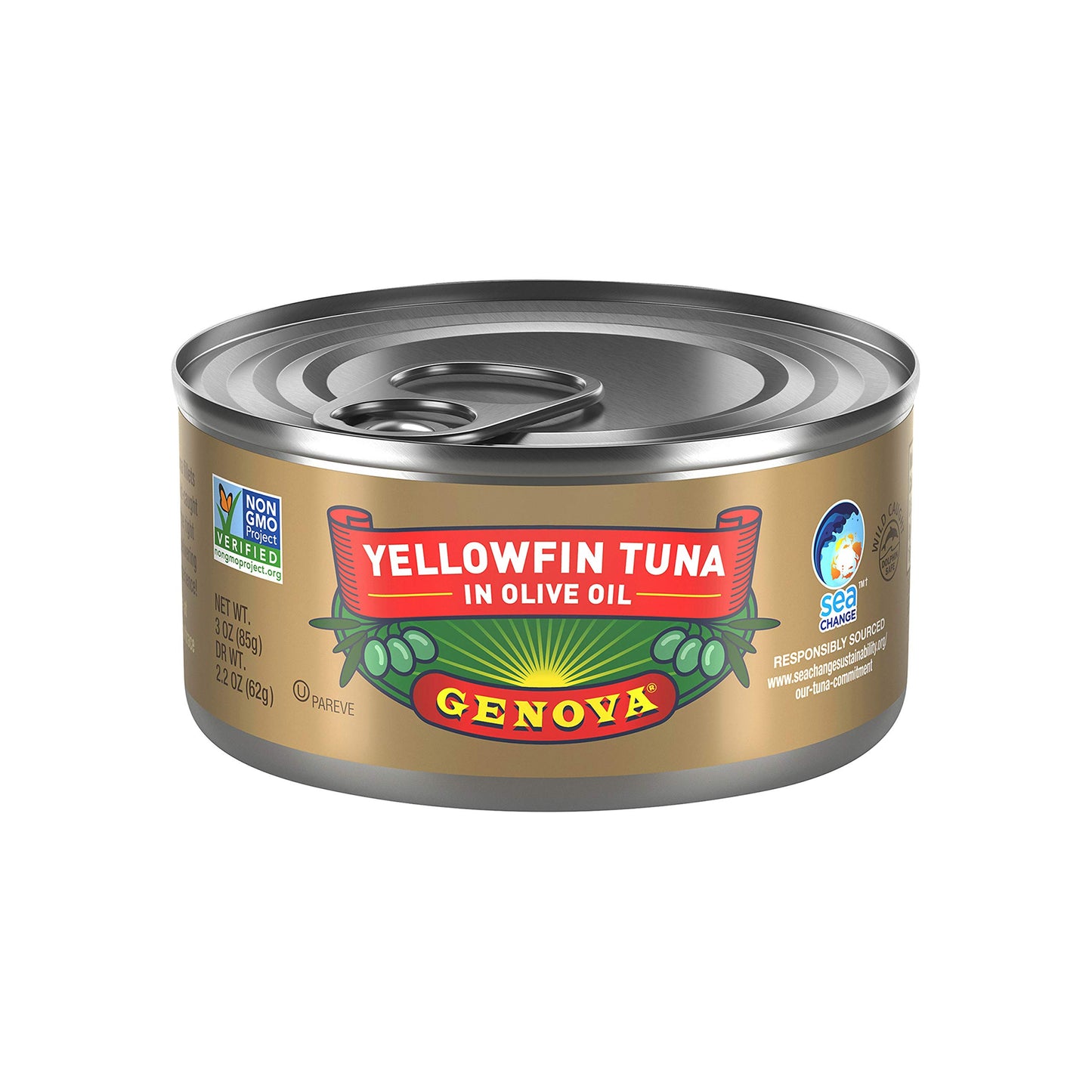 Genova Premium Yellowfin Tuna In, Wild Caught, Solid Light, 3 Oz. Can (Pack Of 8)