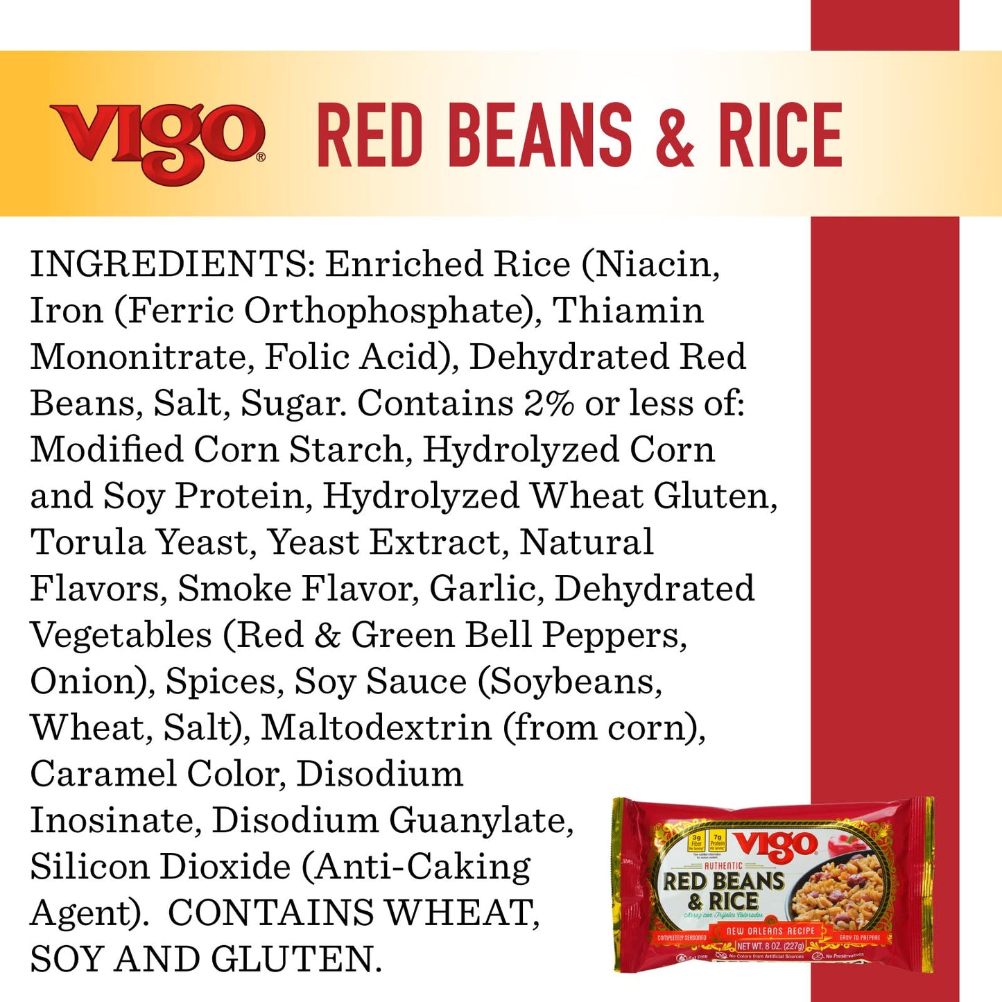 Vigo Authentic Red Beans & Rice, Low Fat, 8oz, Pack of 12, Model 49-500