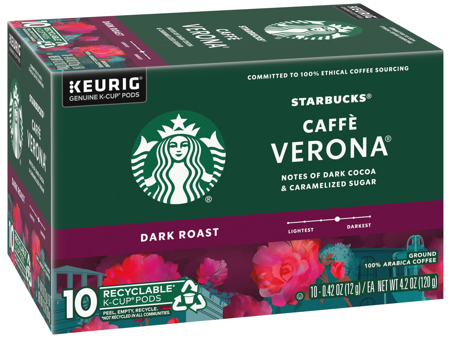Starbucks Cafe Verona Roast K-Cup Pods, Dark Cocoa & Caramelized Sugar, 60 Count