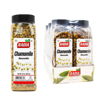Badia Chamomile Flower, 3.5 oz (Pack of 6) - Premium Dried Chamomile Flowers for Herbal Tea - Soothing & Aromatic