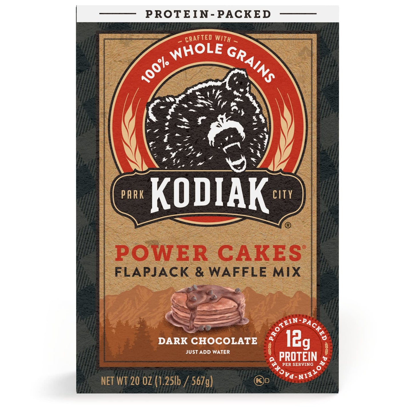 Kodiak Cakes Protein Pancake Power Cakes, Flapjack and Waffle Baking Mix, Dark Chocolate, 18 Ounce