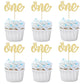 Gyufise 24 Pack One Cupcake Toppers Gold Glitter First Birthday Decorations For Kids Boy Girl First Birthday Party Decoration Supplies