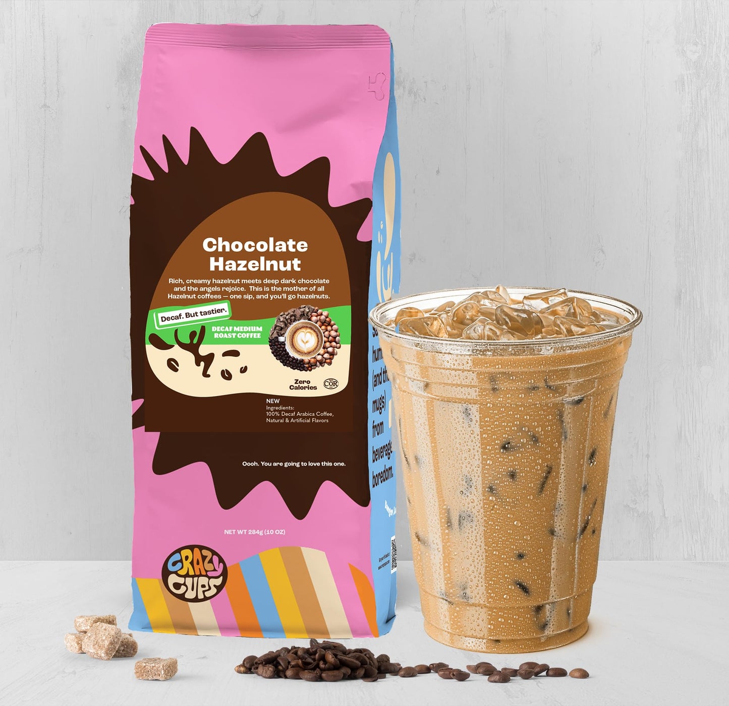 Crazy Cups Flavored Decaf Ground Coffee, Hazelnut Coffee Flavored Ground Coffee, Decaffeinated Coffee For Brewing Decaf Coffee G