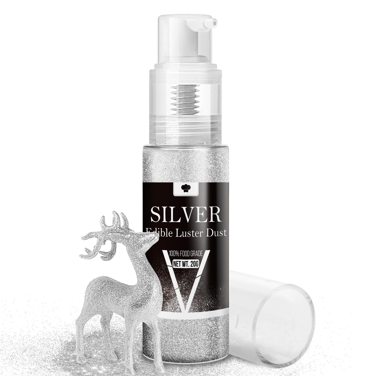Vividye Edible Glitter Spray - Food Grade Shimmer Dust for Baking & Drinks, 20g, Silver