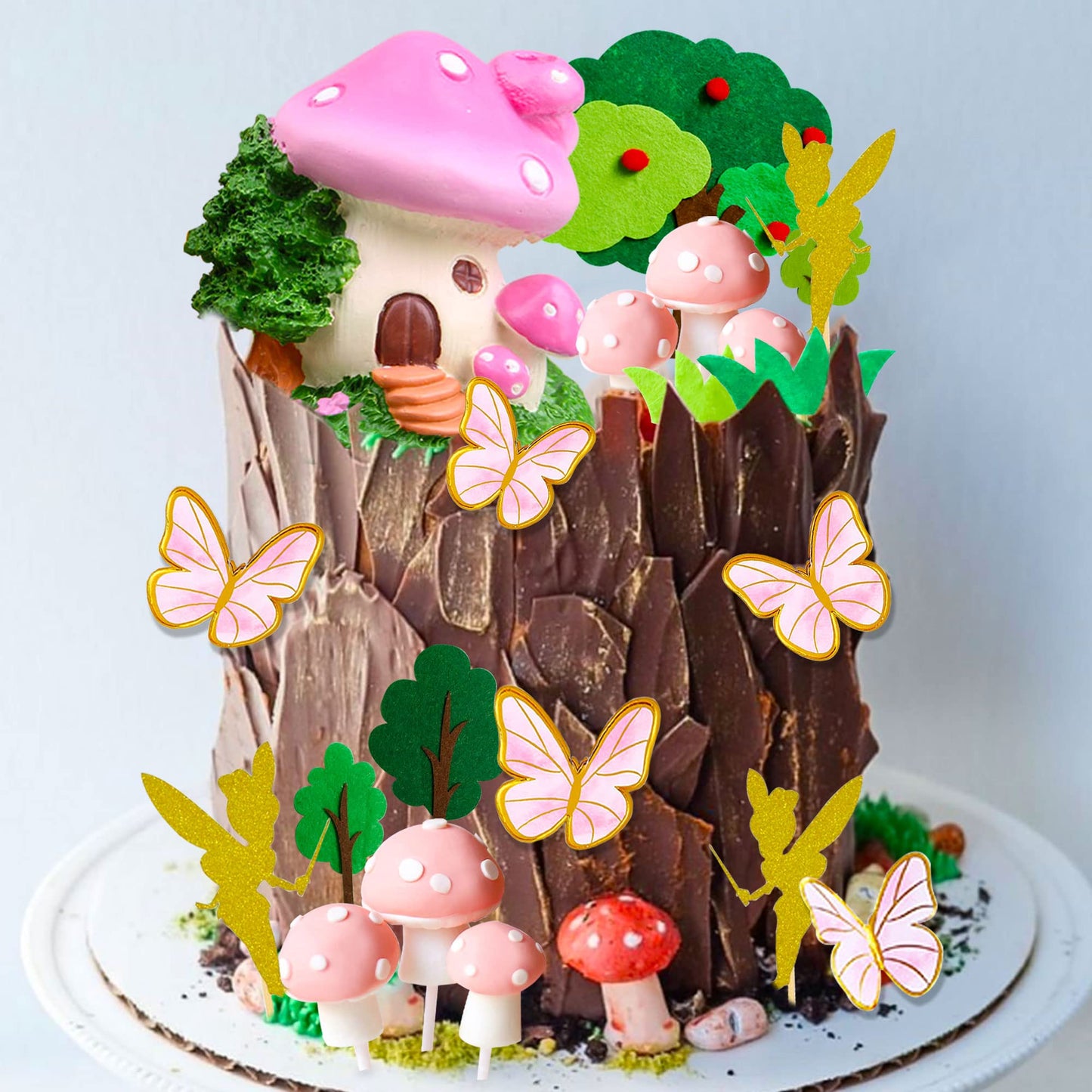 Jevenis Fairy Cake Decoration Garden Fairy Cake Decoration Mushroom House Cake Decoration Mushroom Cake Decoration Butterfly Cak