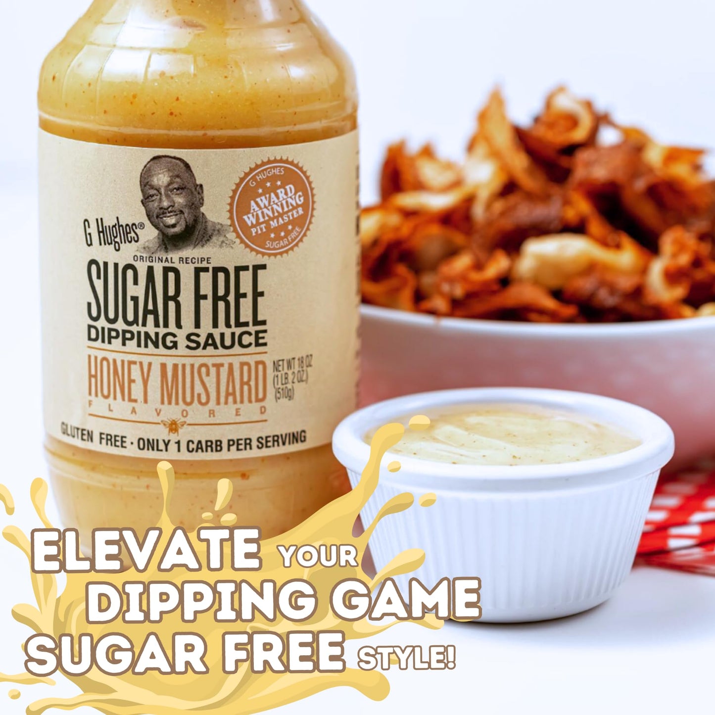 G Hughes Sugar Free Honey Mustard Dipping Sauce - Sugar Free Honey Mustard, Gluten Free Mustard, Low Carb Honey Mustard Dressing, No Sugar Added -18 Oz (3-Pack)