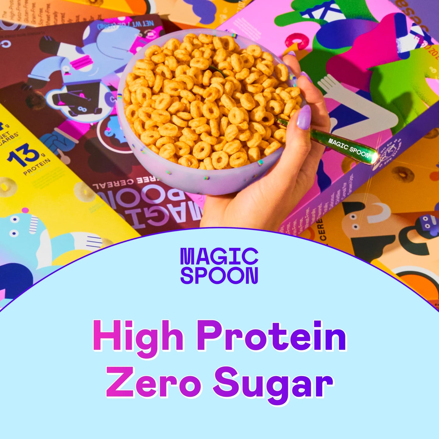 Magic Spoon Cereal - High Protein, Sugar Free, Gluten Free - 4 Pack (Smores, Blueberry Muffin, Chocolate Chip, Maple Waffle) - 7 Ounce
