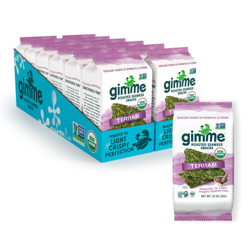 Gimme Organic Roasted Seaweed Sheets - Teriyaki - 12 Count Sharing Packs - Keto, Vegan, Gluten Free -Great Source Of Iodine And 