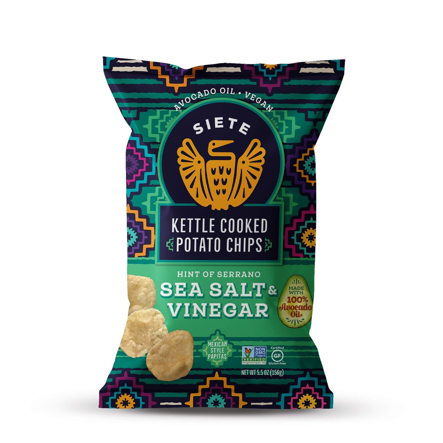 Siete Grain Free Potato Chips, Kettle Cooked, Gluten Free, Vegan, Sea Salt & Vinegar, 5.5 Ounce (Pack of 6)