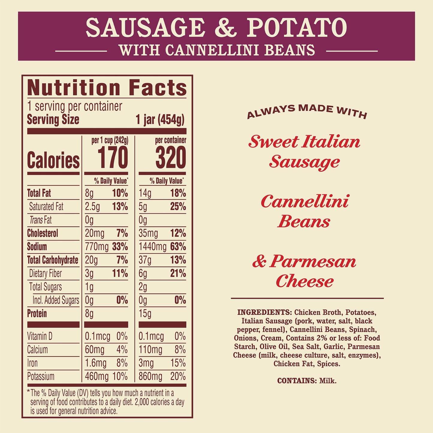 Raos Italian Sausage & Potato With Cannellini Beans Soup, 16 Ounce (Pack of 6)