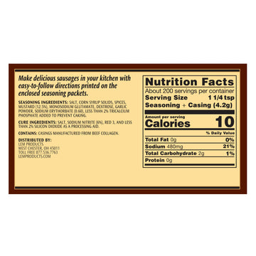 LEM Backwoods Pepper Snack Stick Seasoning Kit, Seasons 20 lbs, 1 lb Package, Includes Pre-Measured Cure Packet