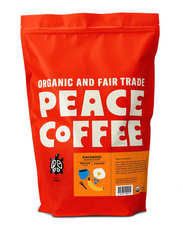 Peace Coffee Birchwood Breakfast Blend | 5 lb Ground Medium Roast | Organic Fair Trade | Smooth, Mild Flavor | Shade Grown, Fres