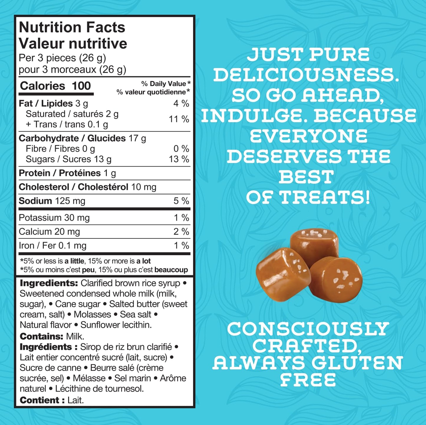Lovely Candy Co. Soft And Chewy Sea Salt Caramels, Individually Wrapped, 6Oz (6-Pack), Gluten-Free, Non-Gmo, No High Fructose Co