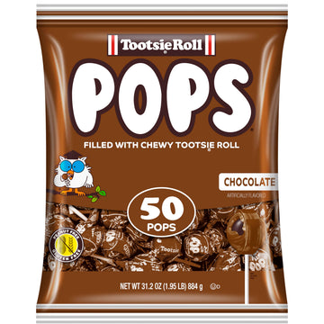 Tootsie Roll Tootsie Pops Chocolate Lollipops - Individually Wrapped Hard Candy - 50 Count (Pack of 1)