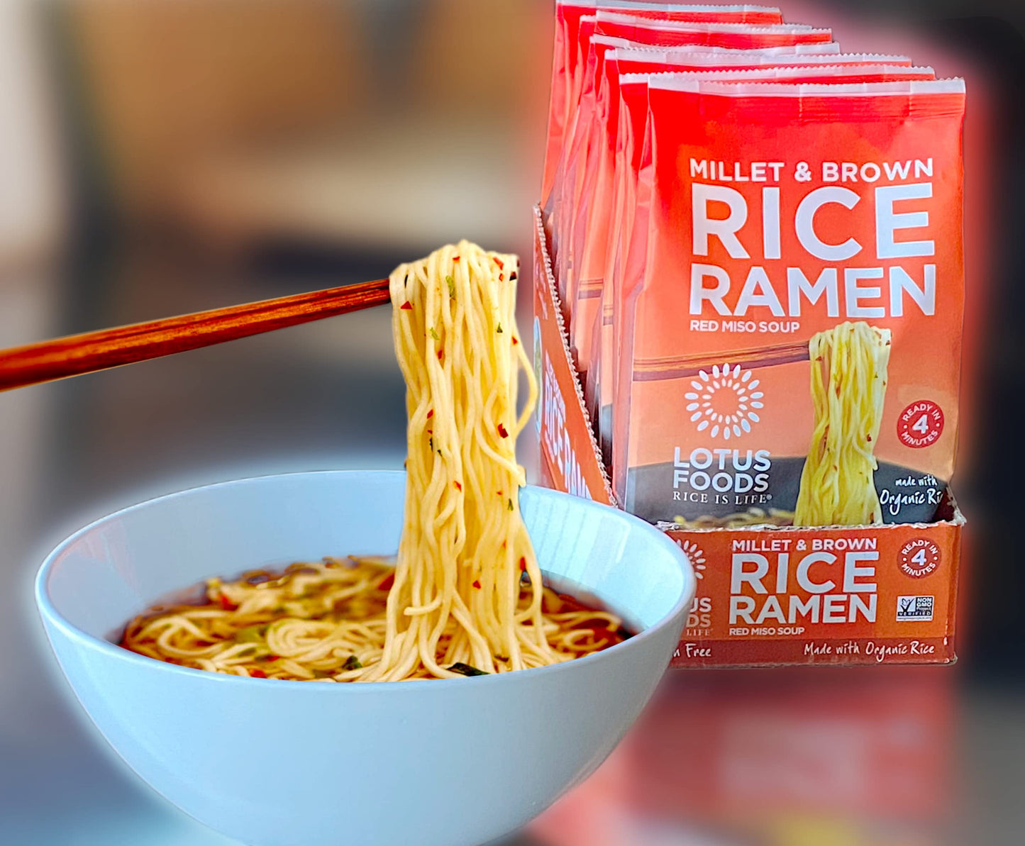Lotus Foods Organic Millet & Brown Rice Ramen With Miso Soup - Gluten Free Ramen Noodles, Vegan Ramen Noodles With Millet Flour & Brown Rice Flour, Whole Grain Gf Ramen - 2.8 Oz Bags (Pack Of 10)