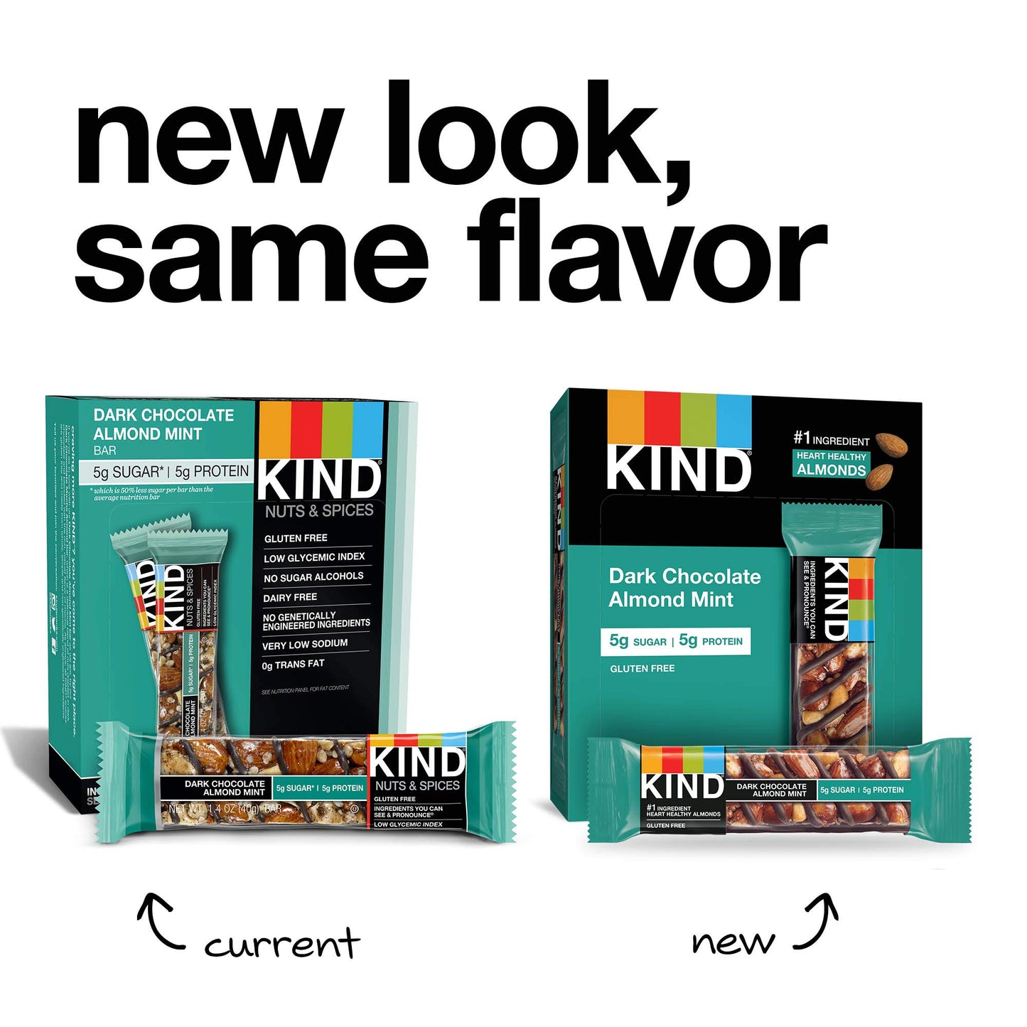 Kind Bars, Dark Chocolate Mint, Gluten Free, Low Sugar, 1.4Oz, 12 Count