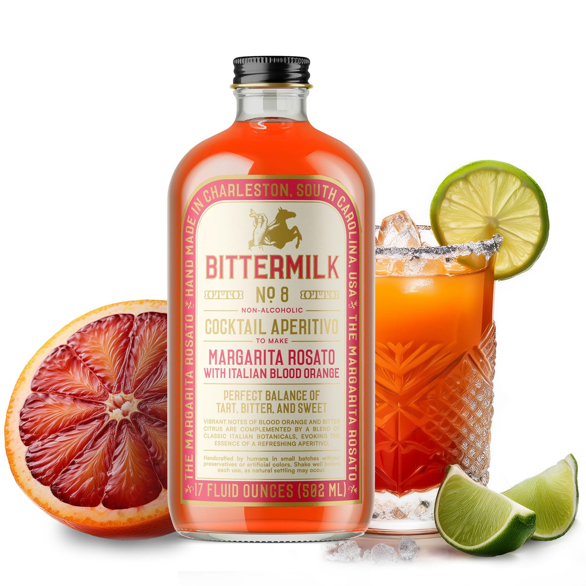 Bittermilk No.8 Italian Blood Orange Margarita Mix - Craft Mixed Flavor Mixer - Perfect Syrup For Margaritas And Spritz  17Oz