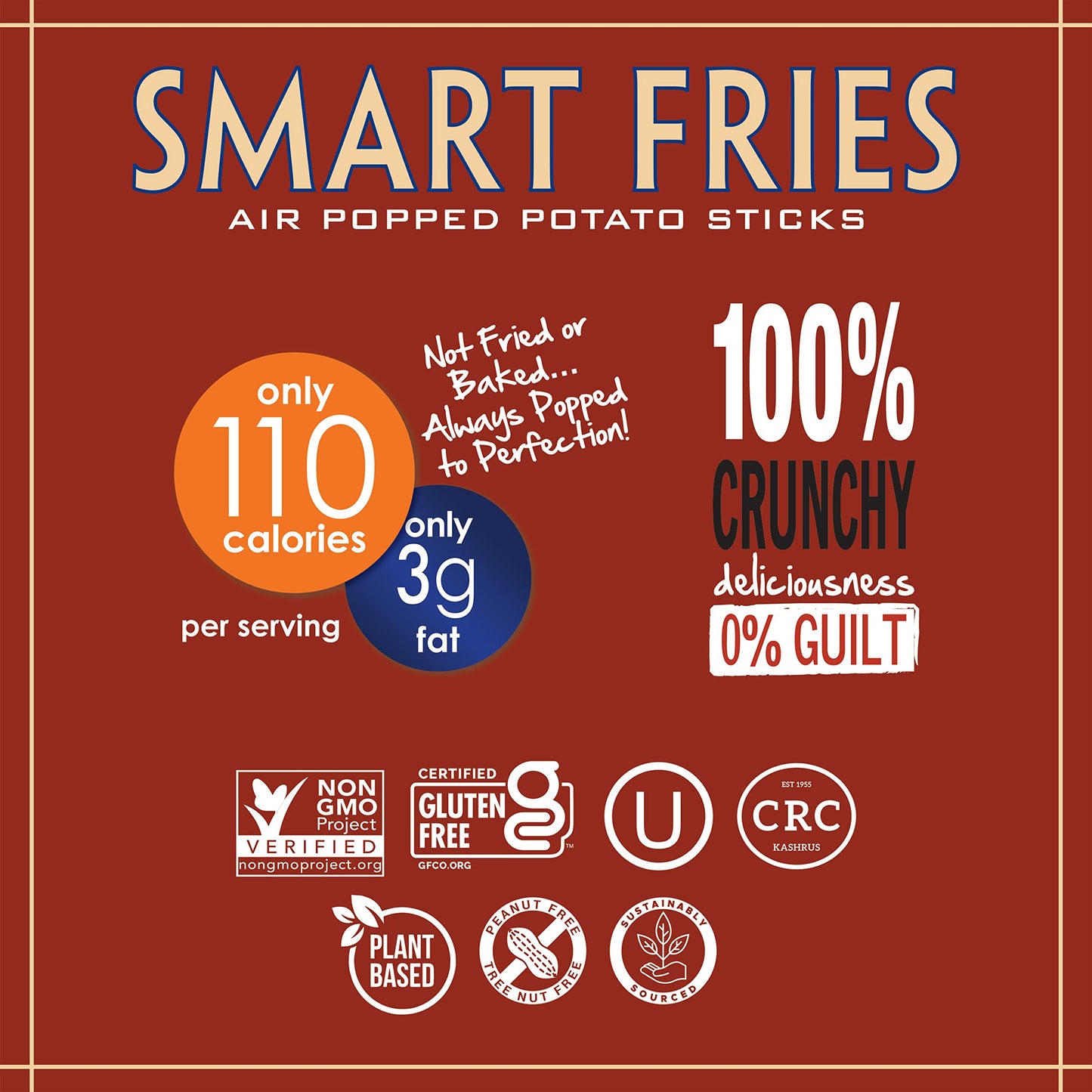 Gourmet Basics Smart Fries Air Popped Potato Fries, French Fries, Potato Sticks Individual Bags, Fry Chips Family Size, Low Calo