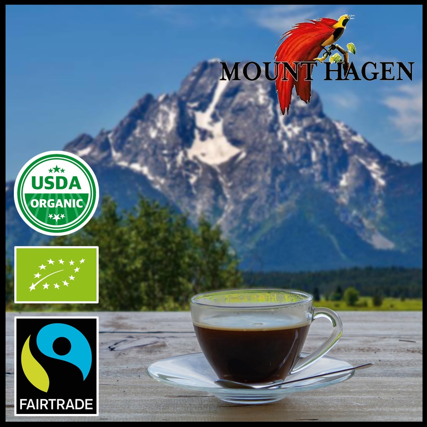 Mount Hagen Instant Espresso Coffee, Organic Medium Roast, Freeze Dried, Fair-Trade, 6 Pack (1.76 oz each)