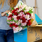 Benchmark Bouquets - Lovely Roses & Alstroemeria (Glass Vase Included) - Fresh Flowers For Delivery - Gift For Mothers Day, Birt