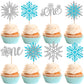 28 PCS One Snowflake Cupcake Toppers Glitter Winter Snowflake 1st Birthday Cupcake Picks First Birthday Snowflake Cake Decoratio
