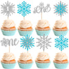 28 PCS One Snowflake Cupcake Toppers Glitter Winter Snowflake 1st Birthday Cupcake Picks First Birthday Snowflake Cake Decoratio
