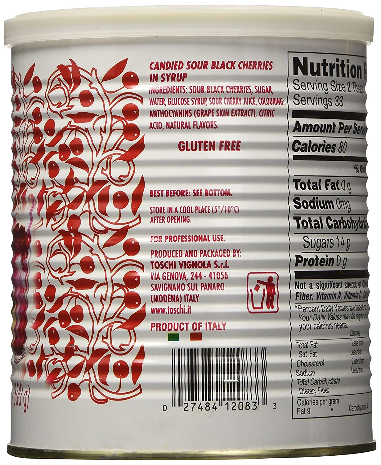 Toschi Amarena Black Cherries in Syrup, 2 LB 3.27 Oz