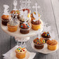ZHUOWEISM 24 PCS Cupcake Toppers Glitter Dove Cross First Communion Decorations Small Silver