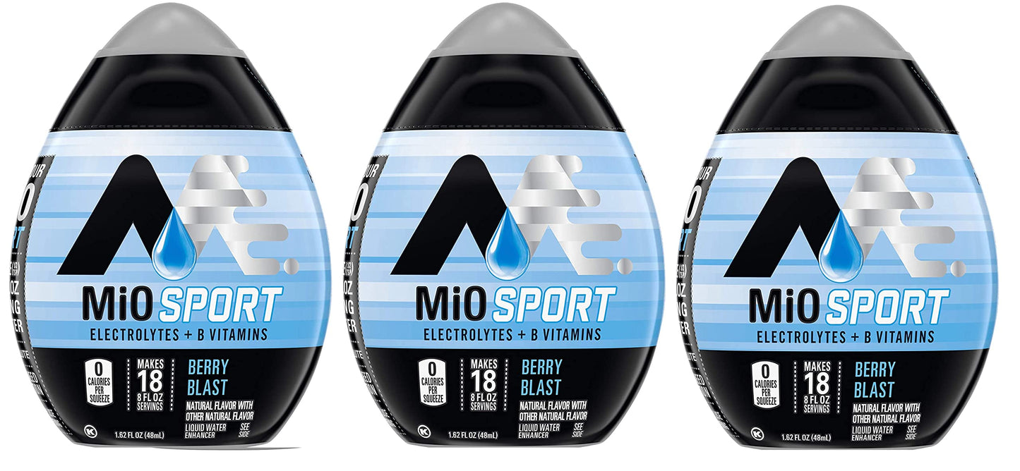 Mio Sport Liquid Flavor Enhancer With Electrolytes And B Vitamins - 3 Pack Brought By Southwind Enterprises (Berry Blast)