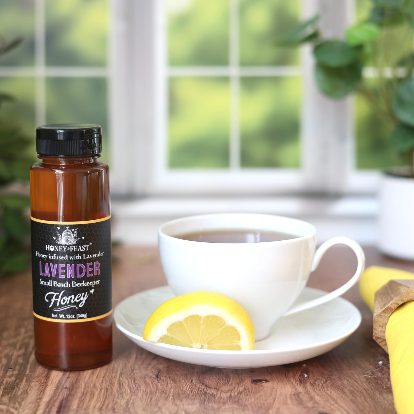 Honey Feast Organic Lavender Honey 12Oz Gourmet Flavored Honey Perfect For Tea, Cooking  Baking Florida Beekeeper-Bottled
