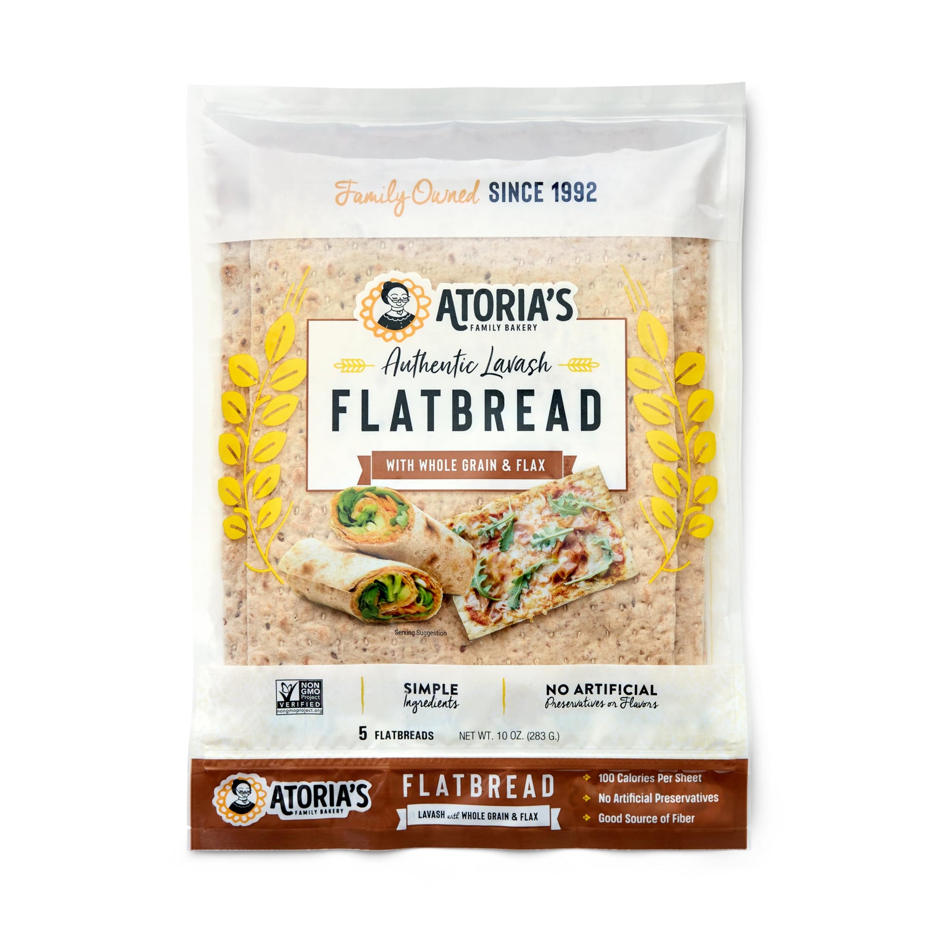 Atorias Family Bakery, Whole Grain Lavash 5 Count, 10 Ounce