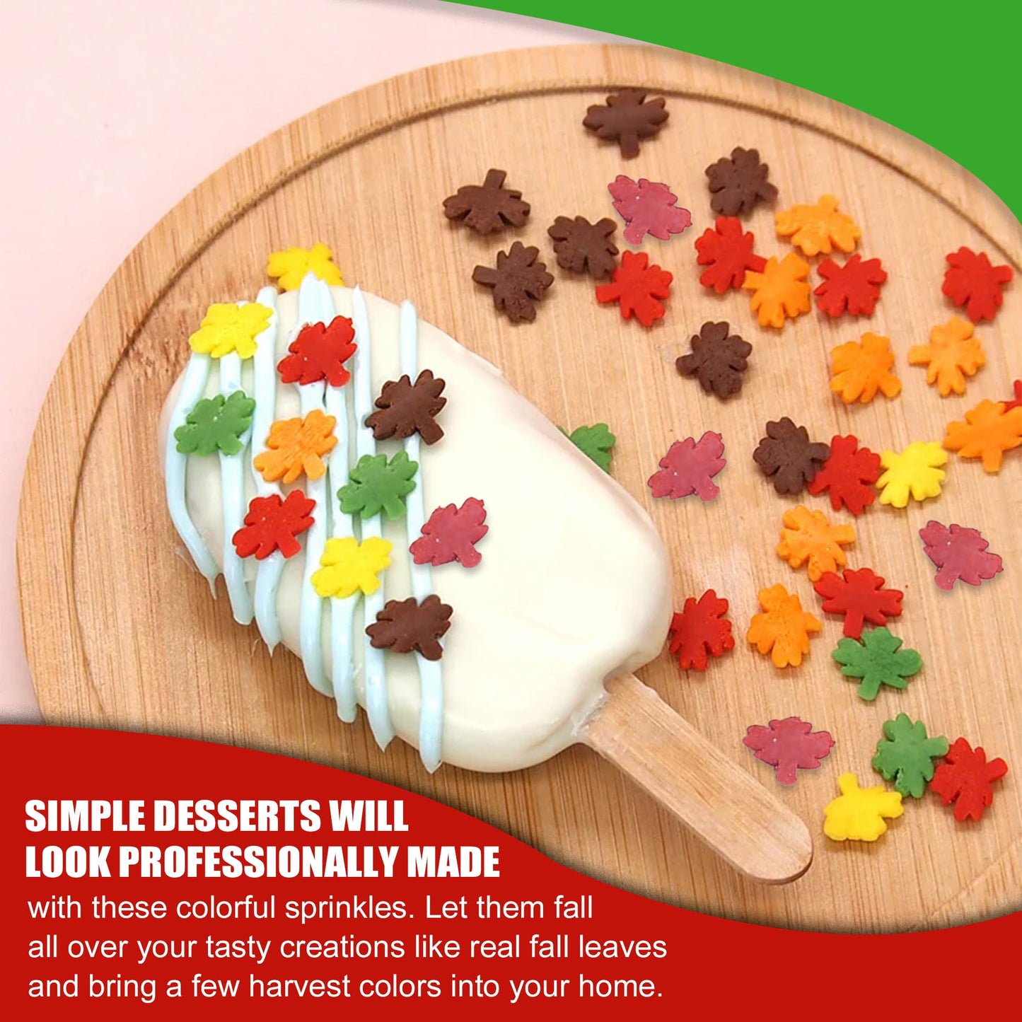 Mini Fall Leaves Blend Confetti Sprinkles | 8 oz Resealable Bag |Edible Cake and Cupcake Decorations | Autum Leaves Mix | Thanks