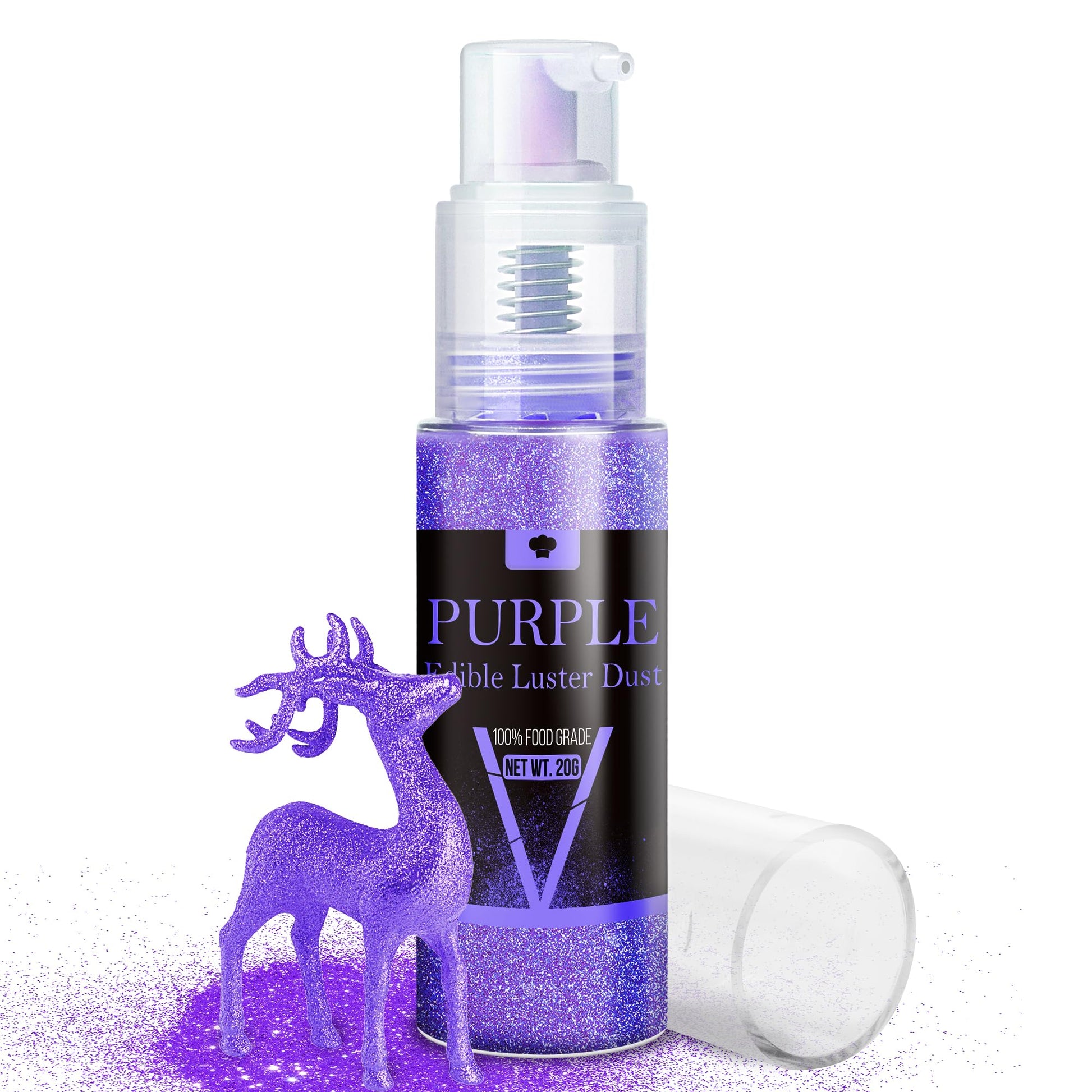 Vividye Edible Glitter Spray - 20g Purple Luster Dust for Baking, Cocktails, Cake, and Candy Decoration