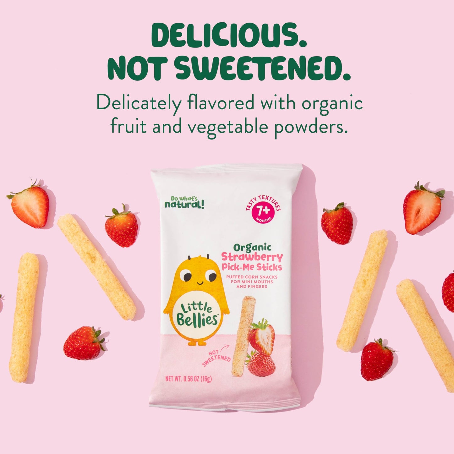Little Bellies Organic Strawberry Pick-Me Sticks Baby Snack (Pack Of 5 X 0.56 Oz Individual Packs)