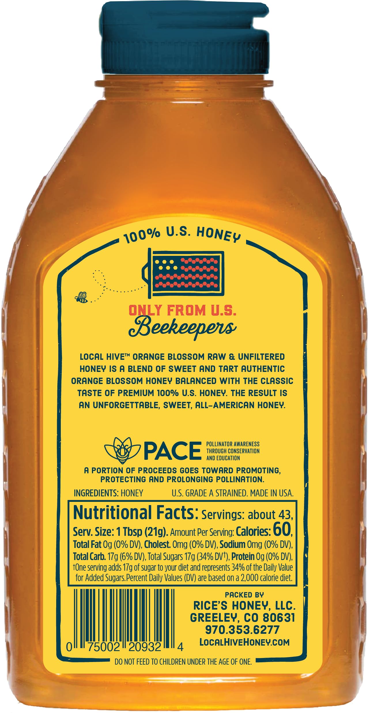 Local Hive Orange Blossom Raw Unfiltered Honey - 32Oz, 100% Pure Us Honey, Sourced From American Bees And Beekeepers, Natural Sw