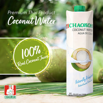 Chaokoh 100% Naturally Rehydrate Real Coconut Water 33.8 Fl Oz (Pack Of 12)
