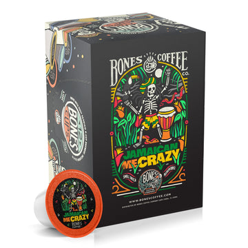 Bones Coffee Company Flavored Coffee Bones Cups Jamaican Me Crazy Flavored Pods | 12Ct Single-Serve Coffee Pods Compatible With Keurig 1.0 & 2.0 Keurig Coffee Maker