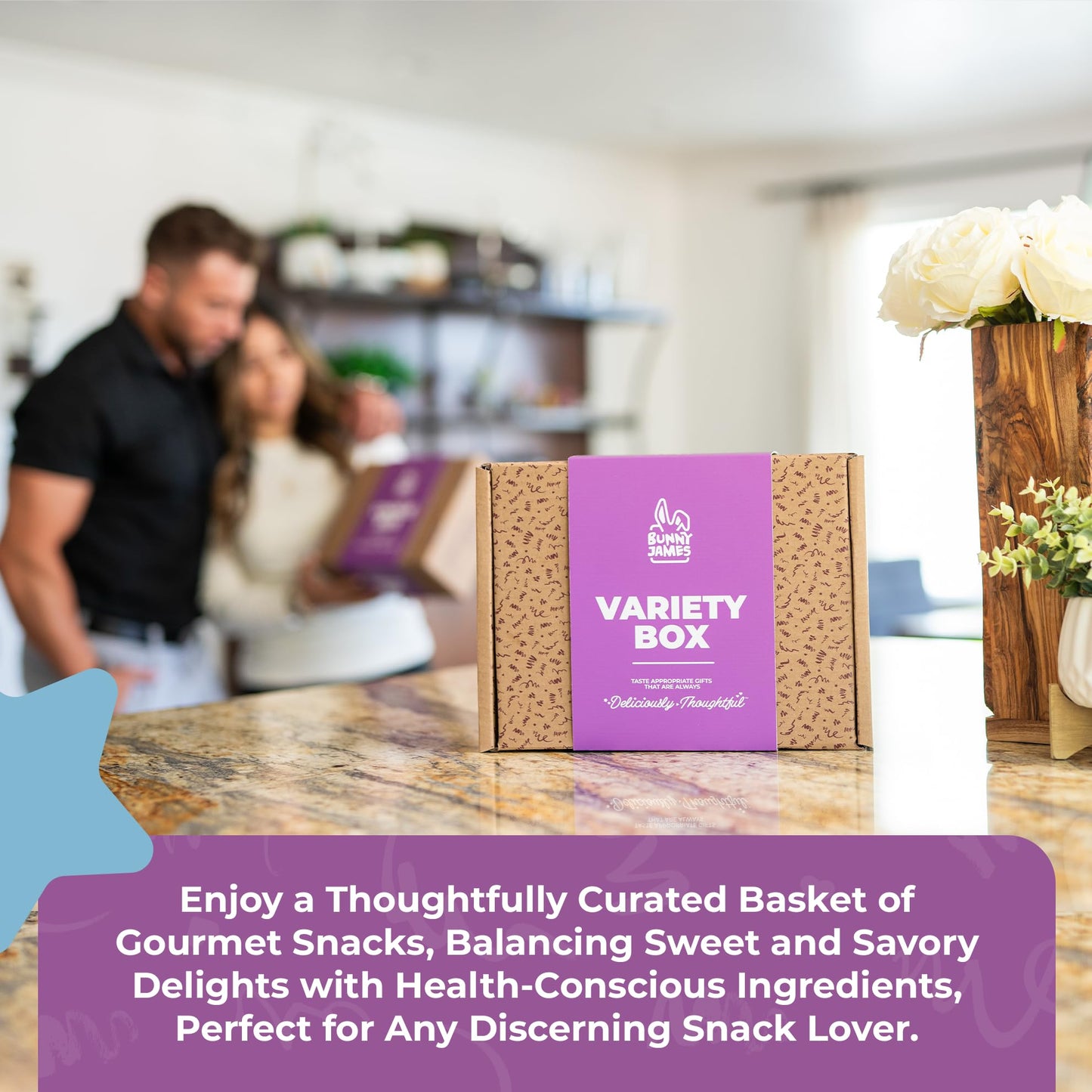 Thinking of You Snack Gift Box - Variety of Sweet & Savory Gourmet Snacks for Adults - Assorted Healthy Treats, Jerky, Cookies,