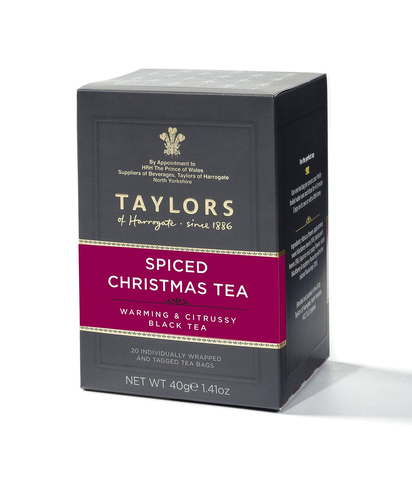 Taylors of Harrogate Spiced Christmas, Holiday Black Tea, Individually Wrapped Bags, 20 Count (Pack of 6), Deep, Festive and Spi