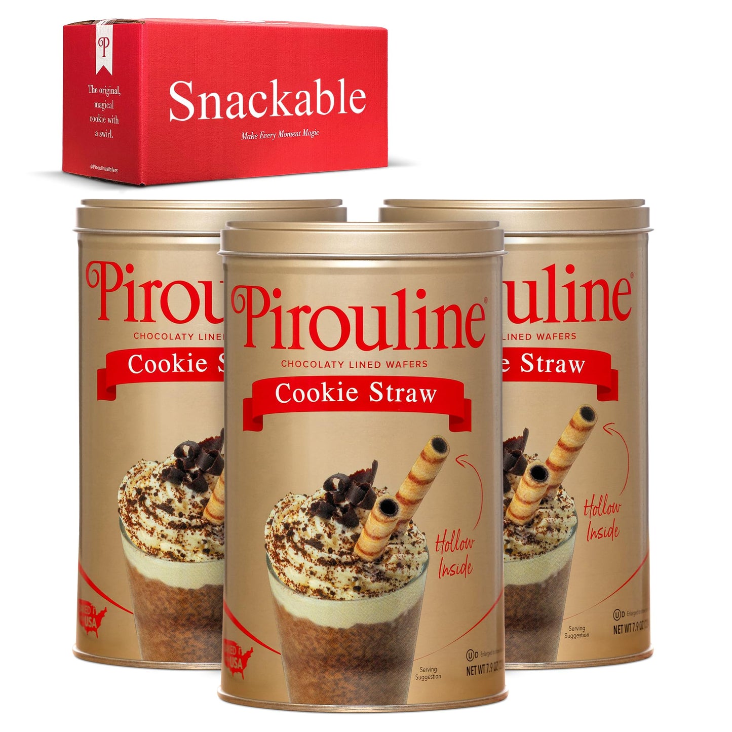 Pirouline Rolled Wafers - Chocolate Lined Rolled Wafer Sticks - Oriflavor Blendal Signature Swirl Rolled Wafer Cookies Dessert Snacks- 7.9 Oz 3 Pack