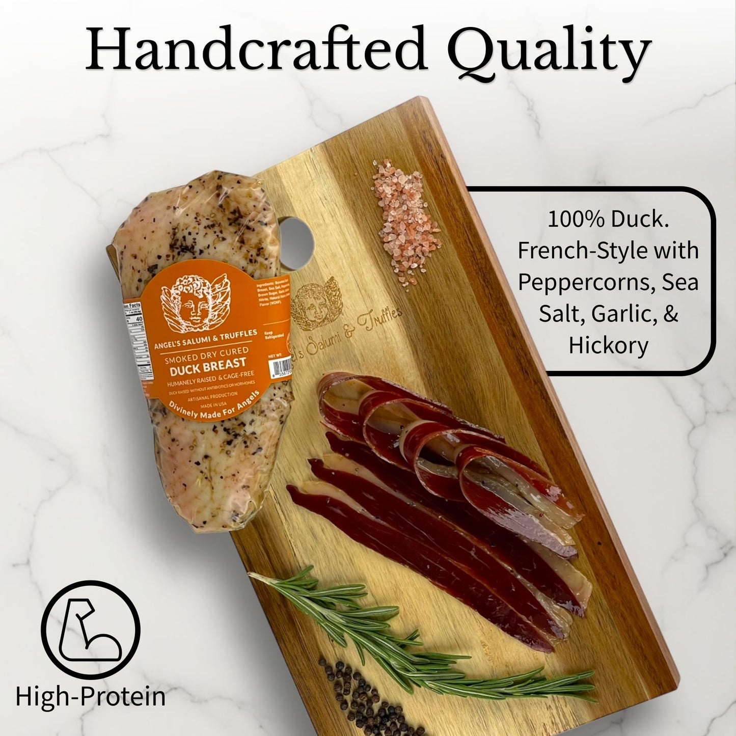 ANGELS SALUMI Smoked Dry-Cured Duck Breast Prosciutto, Gourmet Charcuterie, 10.5-12oz (Pack of 3),    &  -Free