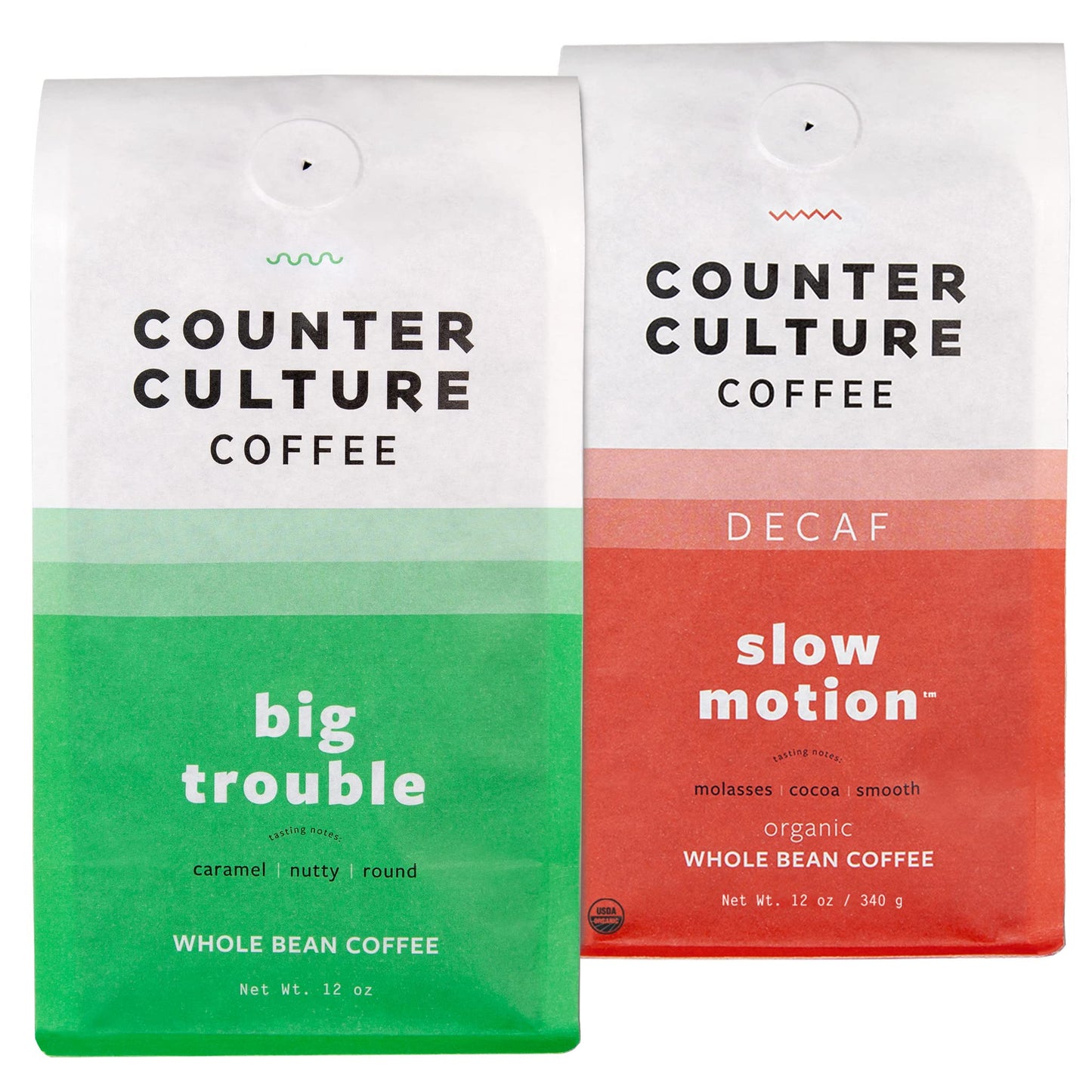 Counter Culture Coffee Whole Bean Coffee Multi-Pack - 12oz Bags of Big Trouble & Slow Motion