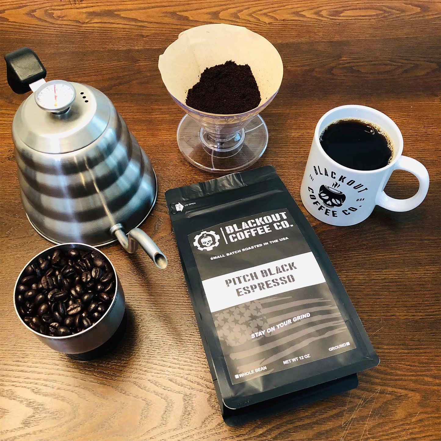 Blackout Coffee, Pitch Black Espresso Extra Dark Roast Coffee, European-Style Espresso Coffee, Aromatic, Small Batch Fresh Roast