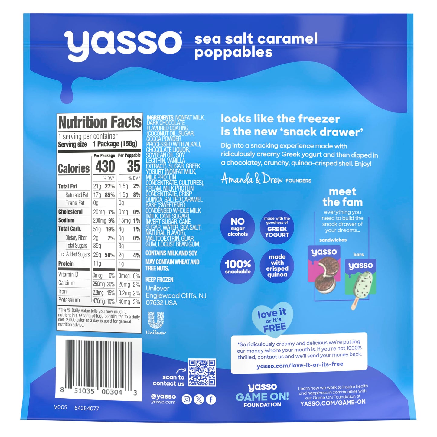 Yasso Frozen Greek Yogurt Poppables Sea Salt Caramel Poppables for a ridiculously creamy frozen snack made with the goodness of