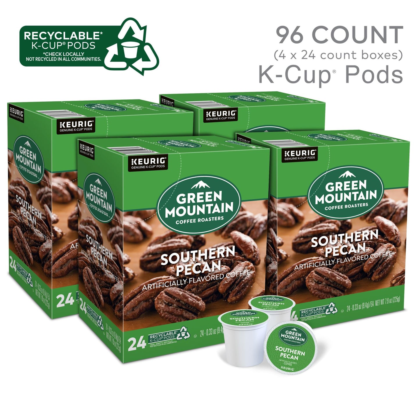 Green Mountain Coffee Roasters Southern Pecan Keurig Single-Serve K-Cup pods, Light Roast Coffee, 96 Count