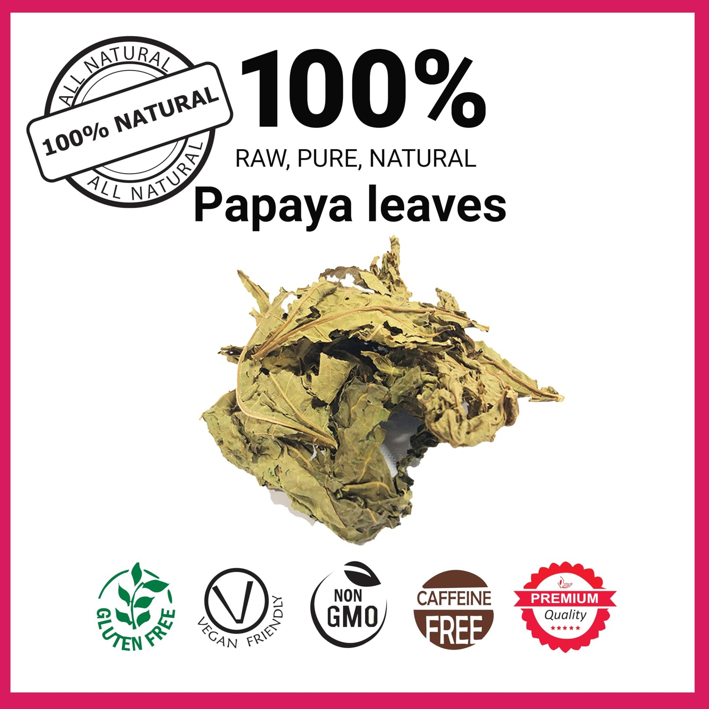 Akshit Organic Papaya Leaves Tea, 5.2 oz, Dried Fresh Green Papaya Leaf, Caffeine-Free, Sugar-Free, Pack of 2