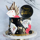 DRWATE  card-style Cake Toppers - 30 PCS Gold  card-style Chips & Mini Slot Machine - 1.9 x 1.1 for Birthday Party Decorations