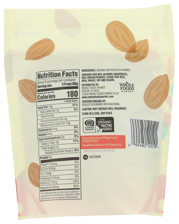 365 By Whole Foods Market, Organic Dry Roasted & Unsalted Almonds, 10 Ounce